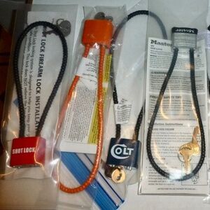 Lot 7 Assorted Gun / Handgun / Pistol Safety Cable Locks With 2 Keys - As Shown